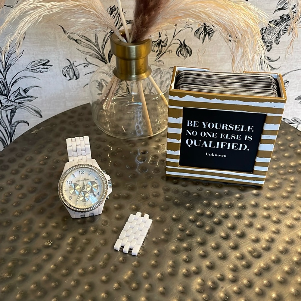 Michael Kors Chronograph White Crystal Bezel Ladies watch